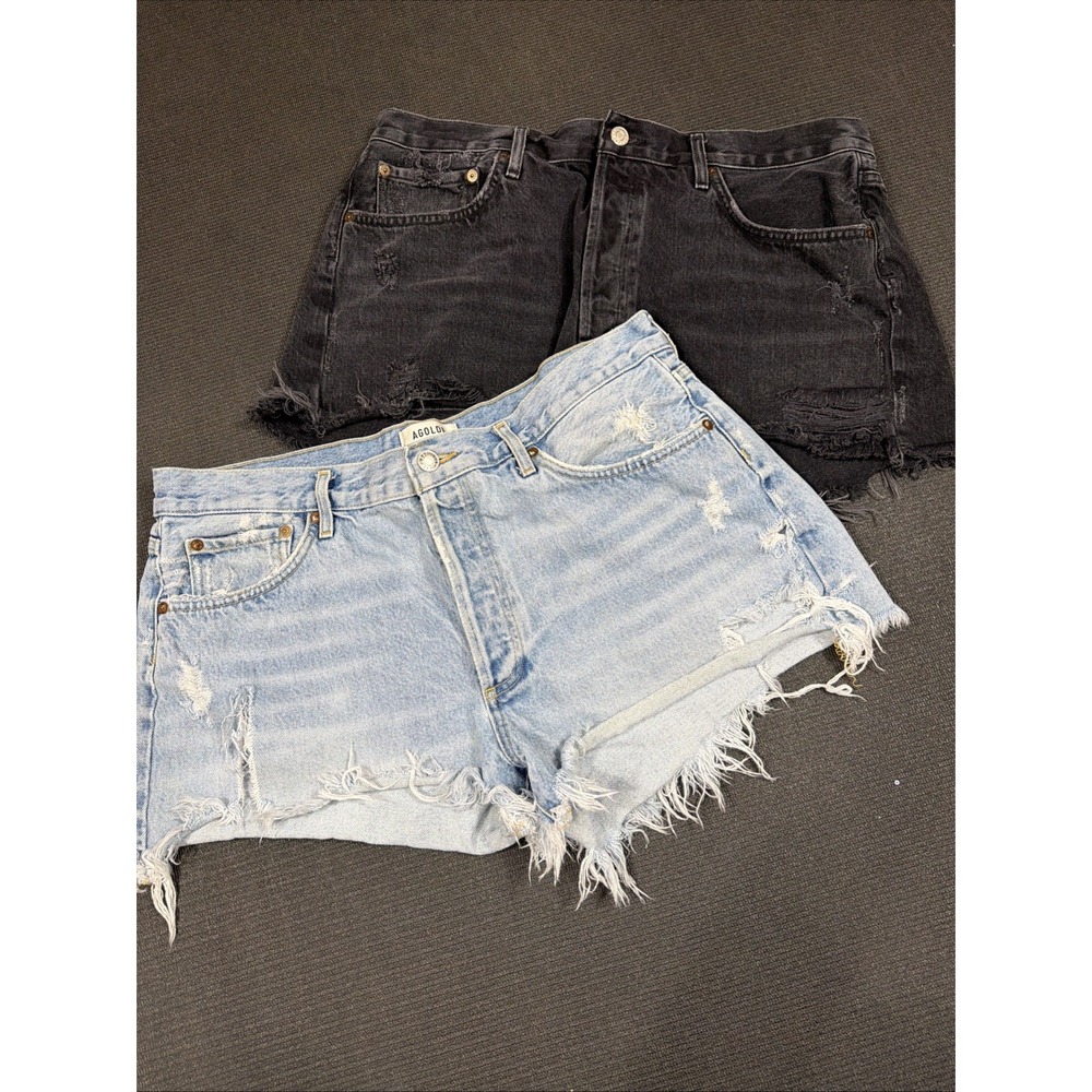 AGOLDE Parker Lot Of 2 Cut Off Vintage Denim Shorts Women's Size 32 Distressed